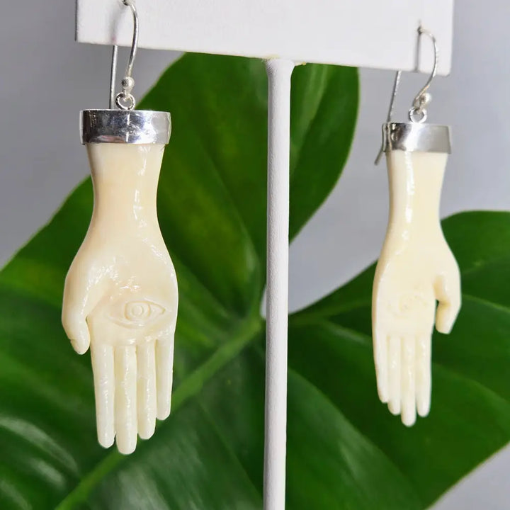 ?HAnds of Fatima’ 2.75’’ Earrings - Ethical Bone Sterling