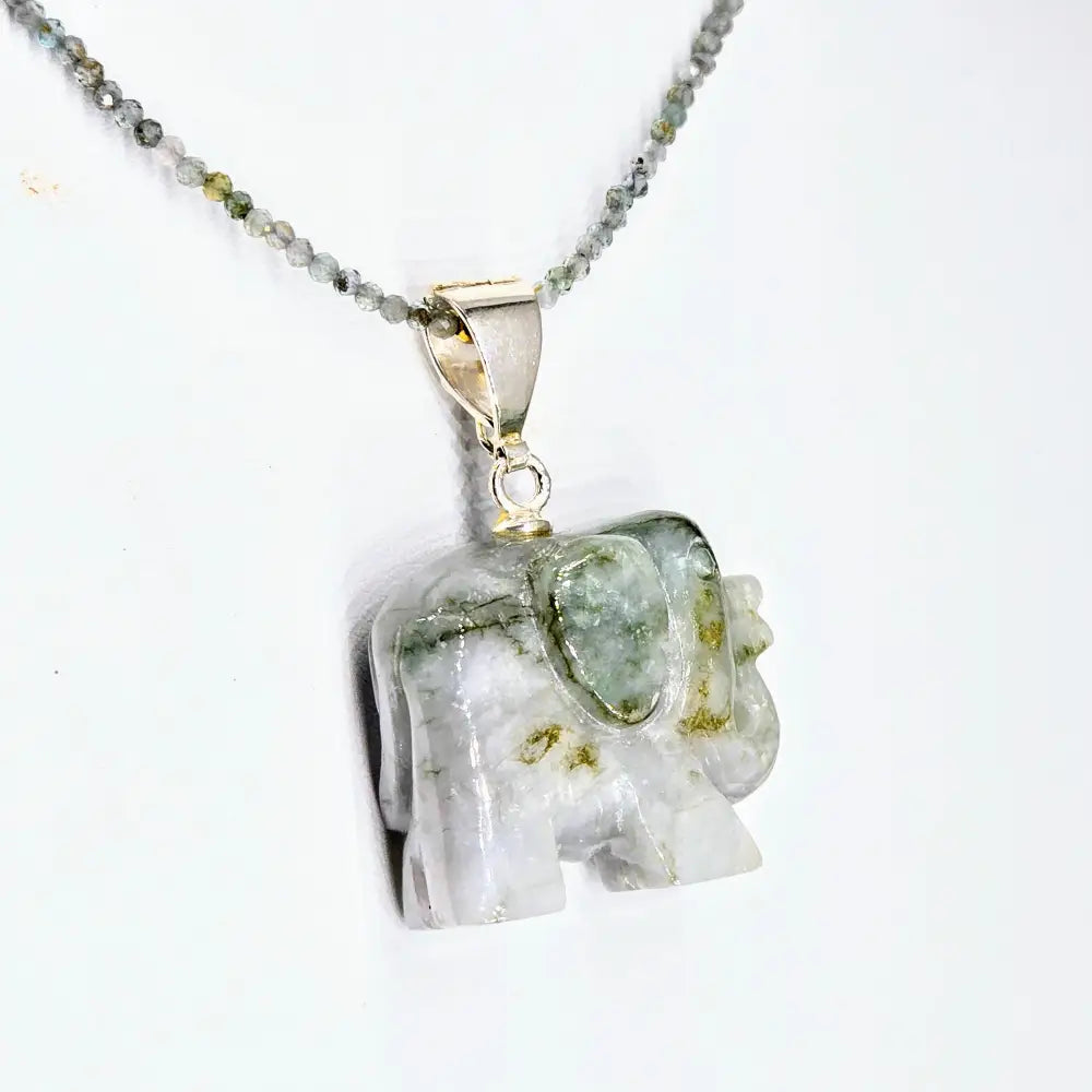 ?HArry Elephante’ Pendant/necklace - Jade Labradorite Sterling Gold - Necklace