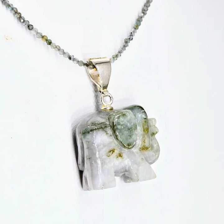 ?HArry Elephante’ Pendant/necklace - Jade Labradorite Sterling Gold - Necklace