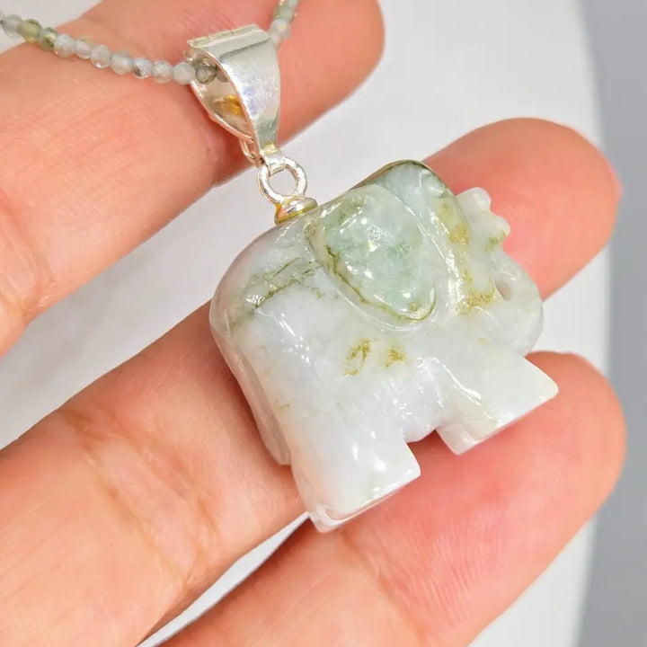 ?HArry Elephante’ Pendant/necklace - Jade Labradorite Sterling Gold - Necklace