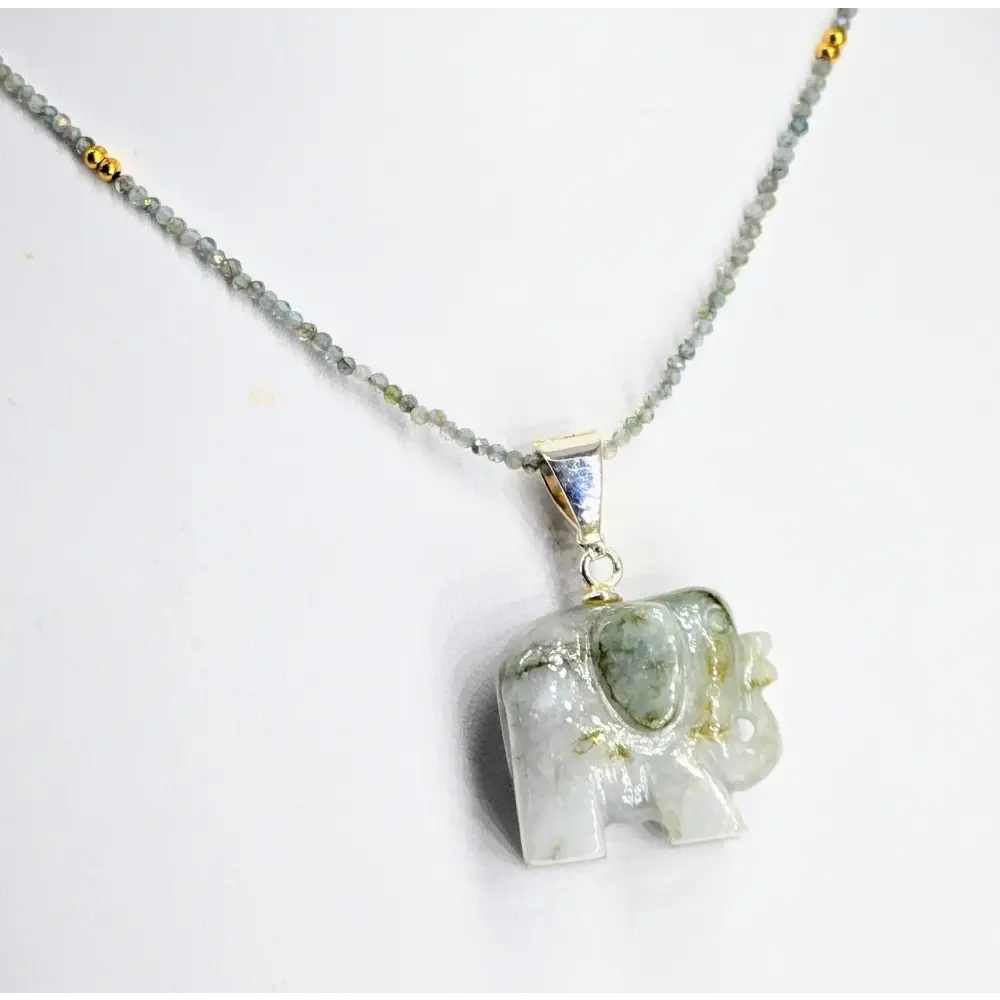 ?HArry Elephante’ Pendant/necklace - Jade Labradorite Sterling Gold - Necklace