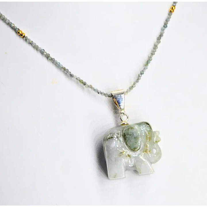 ?HArry Elephante’ Pendant/necklace - Jade Labradorite Sterling Gold - Necklace