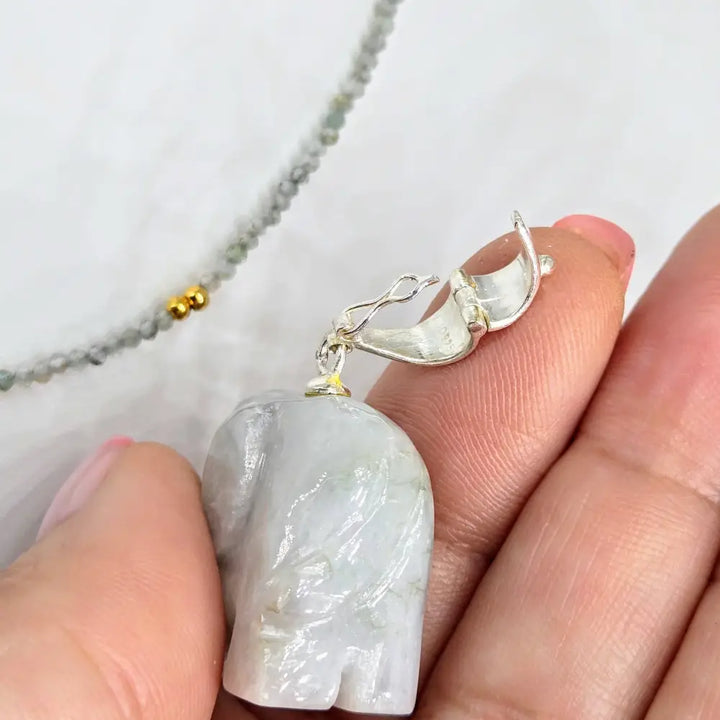 ?HArry Elephante’ Pendant/necklace - Jade Labradorite Sterling Gold - Necklace