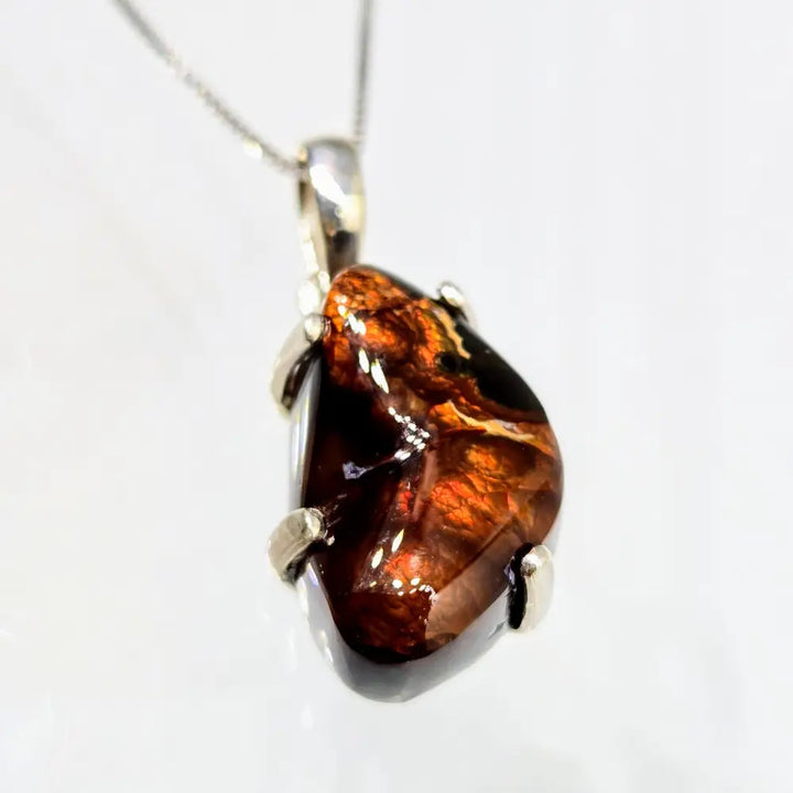 ?HEarts Afire’ Pendant Necklace - Mexican Fire Agate Sterling