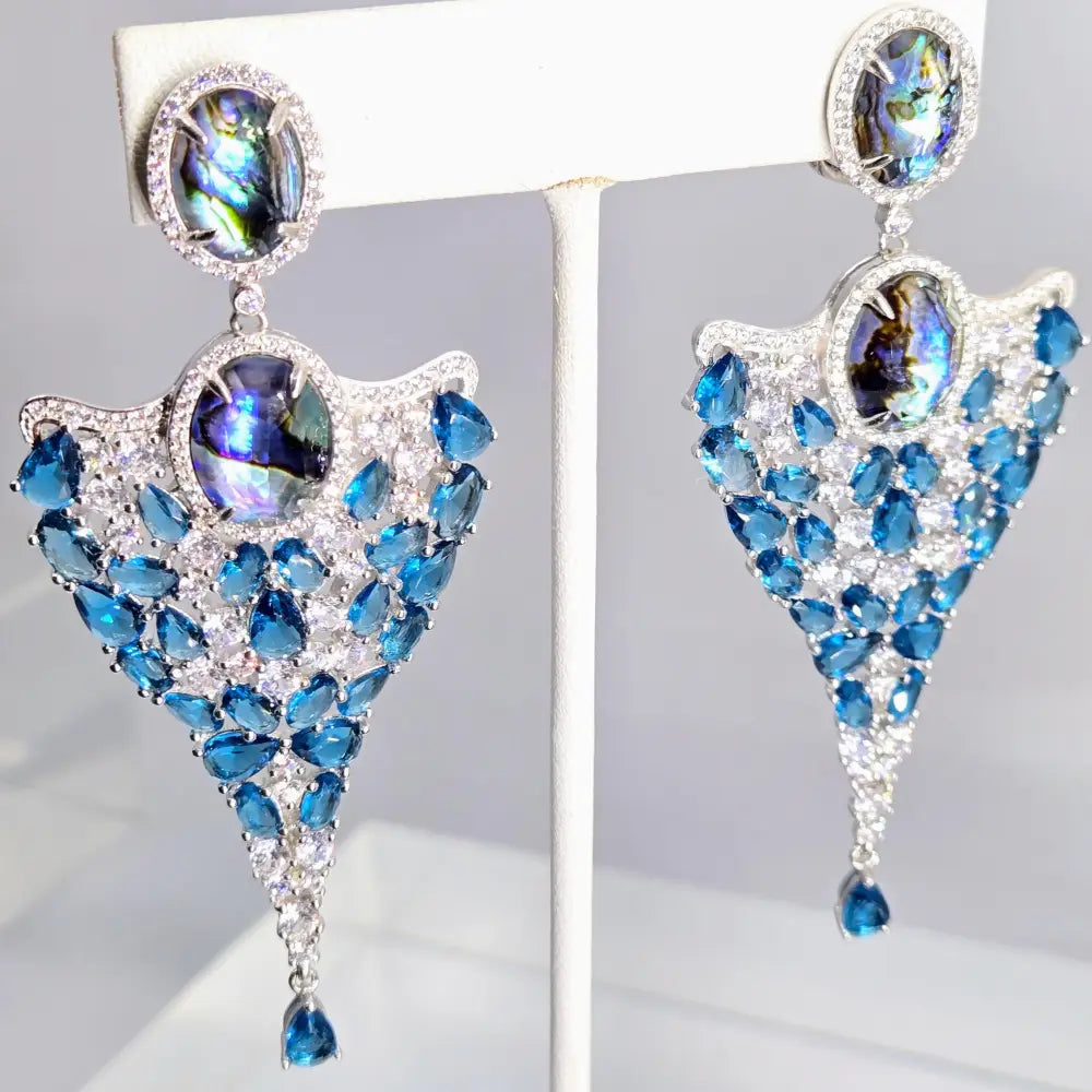 ?HEavenly Creatures’ 3.5’’ Earrings - Paua Topaz Anti-tarnish Sterling