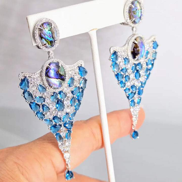 ?HEavenly Creatures’ 3.5’’ Earrings - Paua Topaz Anti-tarnish Sterling