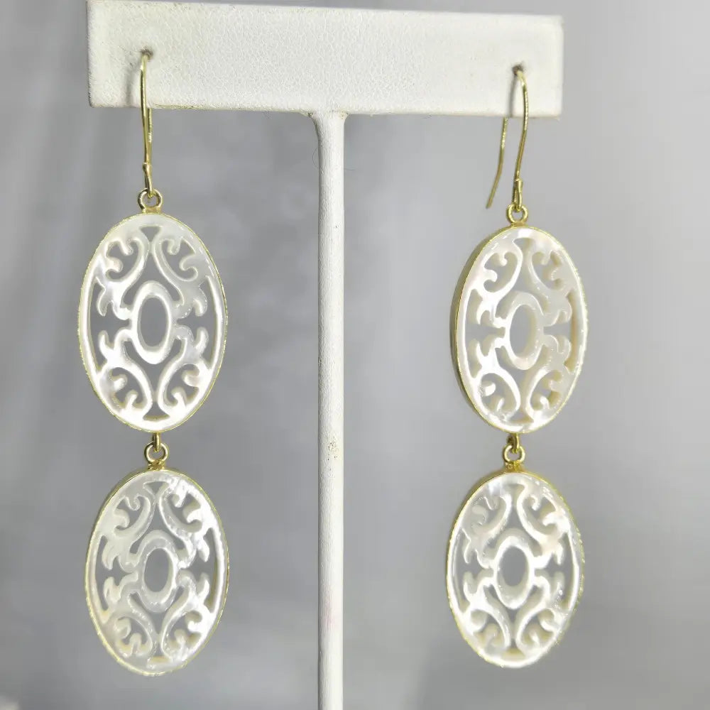 ?HEaven’s Gate’ Earrings - South Seas Mother of Pearl 18k Gold Sterling