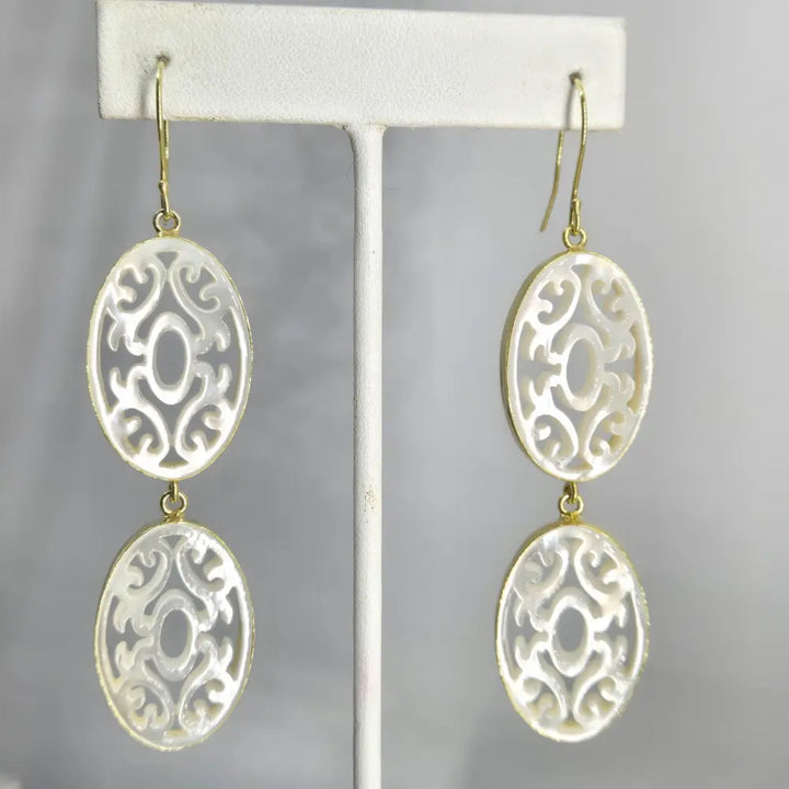 ?HEaven’s Gate’ Earrings - South Seas Mother of Pearl 18k Gold Sterling
