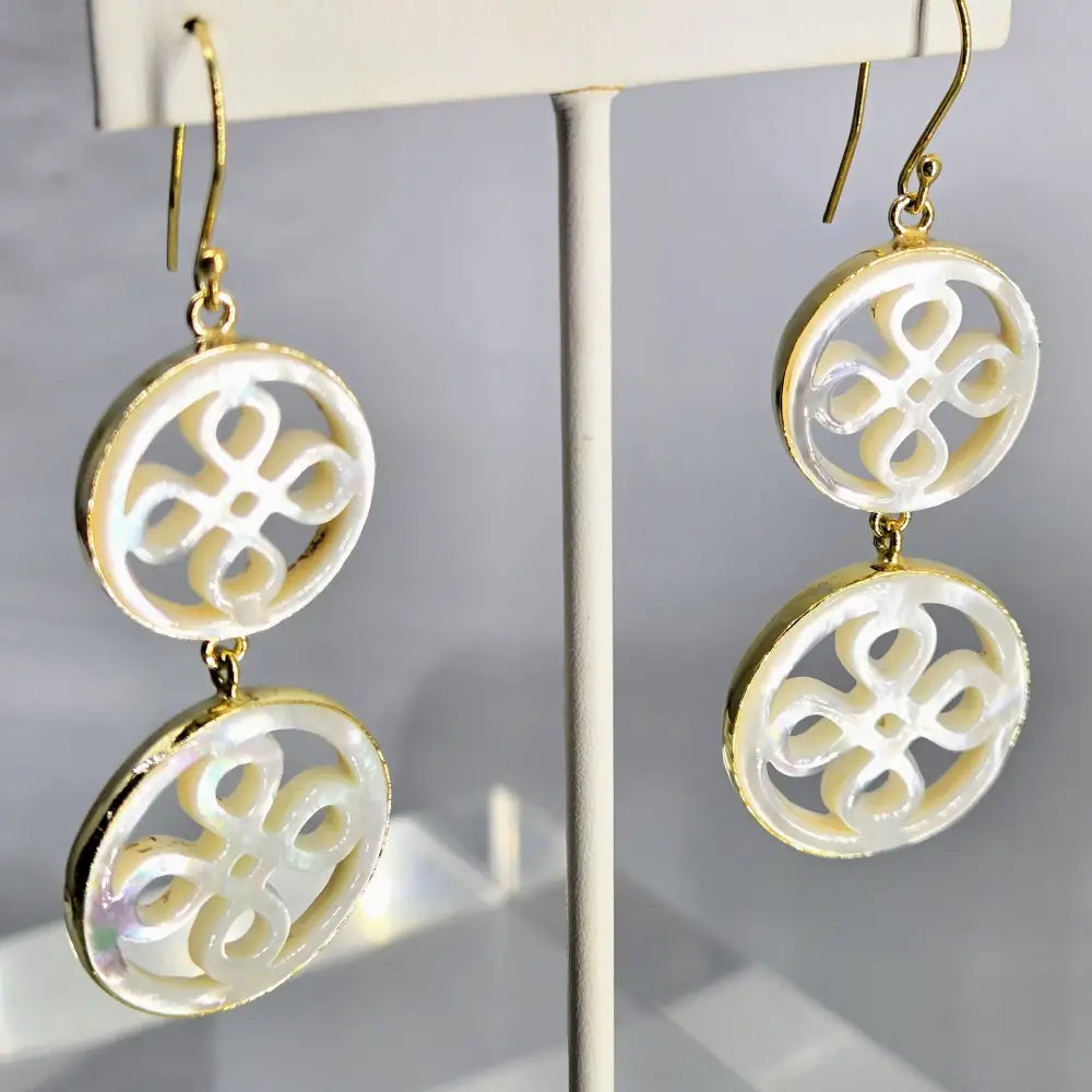 ?HEaven’s Gate’ Earrings - South Seas Mother of Pearl 18k Gold Sterling