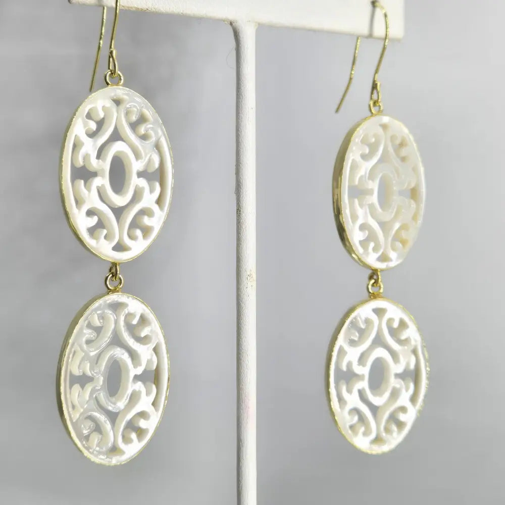 ?HEaven’s Gate’ Earrings - South Seas Mother of Pearl 18k Gold Sterling