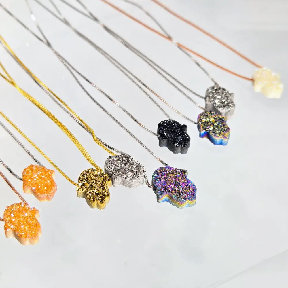 ?HElping Hand’ 16’’ Necklace - (choose your Favorite!) Druzy Anti-tarnish Sterling