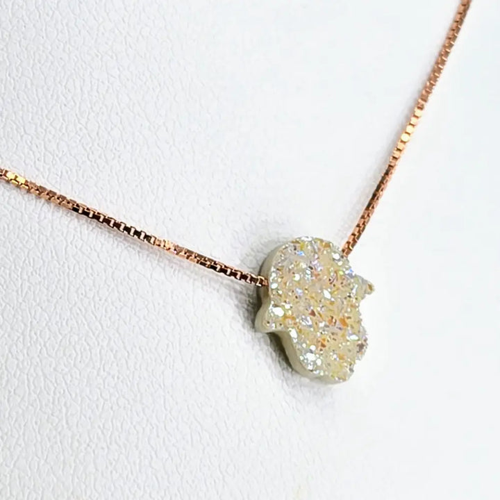 ?HElping Hand’ 16’’ Necklace - (choose your Favorite!) Druzy Anti-tarnish Sterling