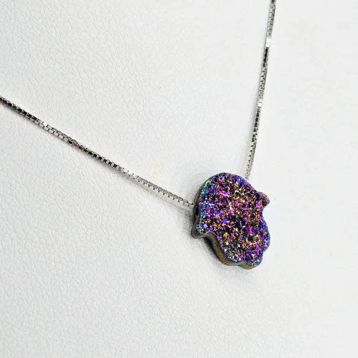 ?HElping Hand’ 16’’ Necklace - (choose your Favorite!) Druzy Anti-tarnish Sterling