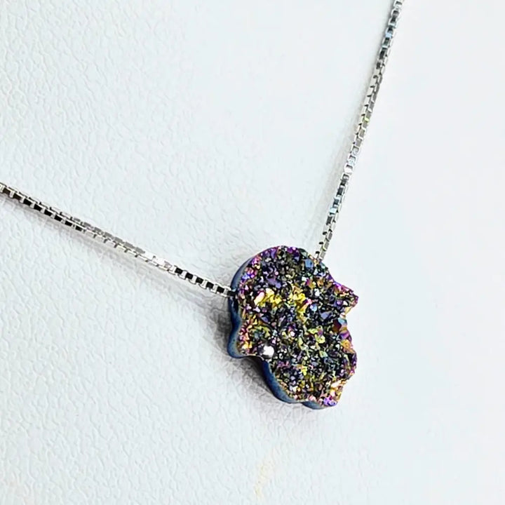 ?HElping Hand’ 16’’ Necklace - (choose your Favorite!) Druzy Anti-tarnish Sterling