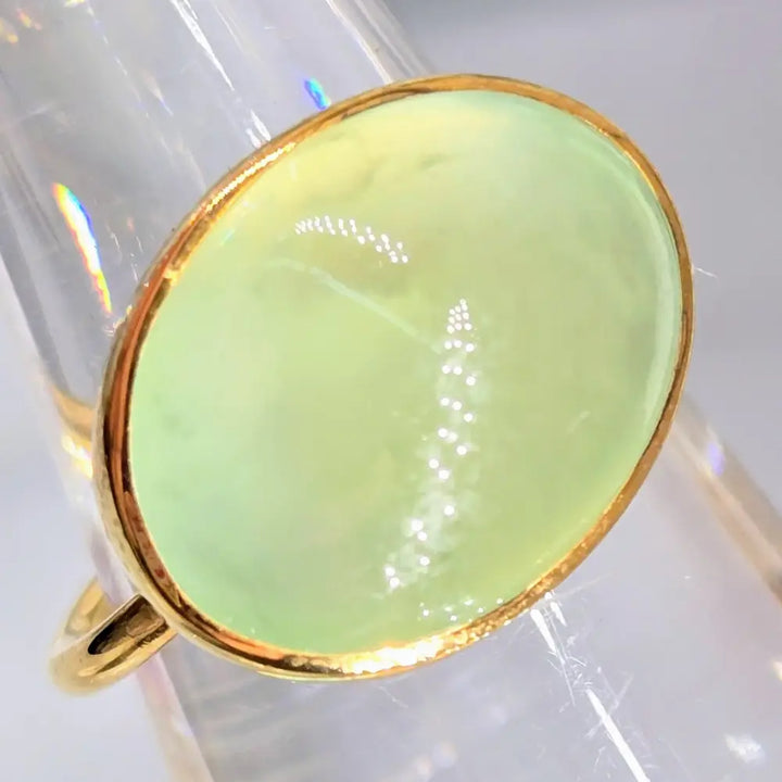 ?HOney Dew’ Sz 7 Ring - Prehnite 18k Gold Sterling