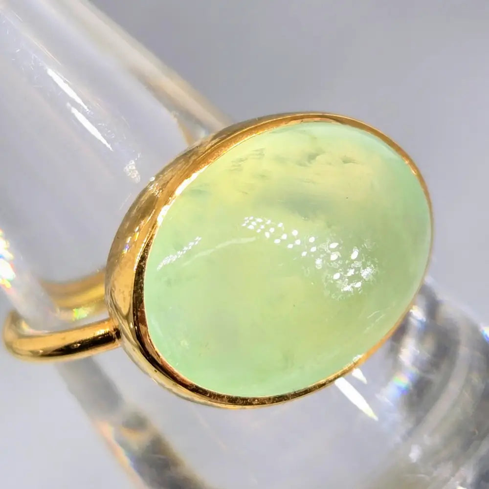 ?HOney Dew’ Sz 7 Ring - Prehnite 18k Gold Sterling