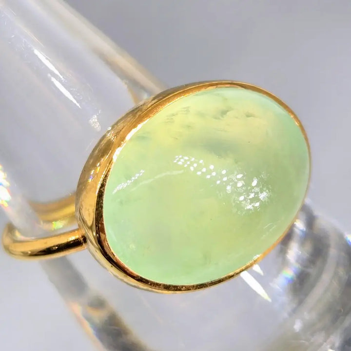 ?HOney Dew’ Sz 7 Ring - Prehnite 18k Gold Sterling