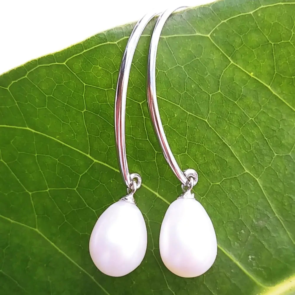 ?HOoked on You!’ Earrings - Elongated French Hook Pearl Drop