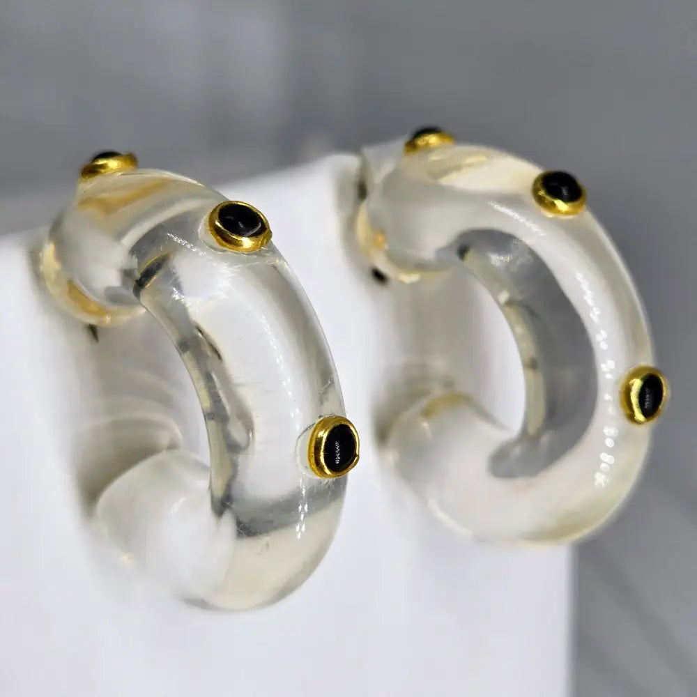?DOttie Hoops!’ 1.5’’ Earrings - Choose your Color! Resin Horn Semi-precious Stones Hypoallergenic Posts