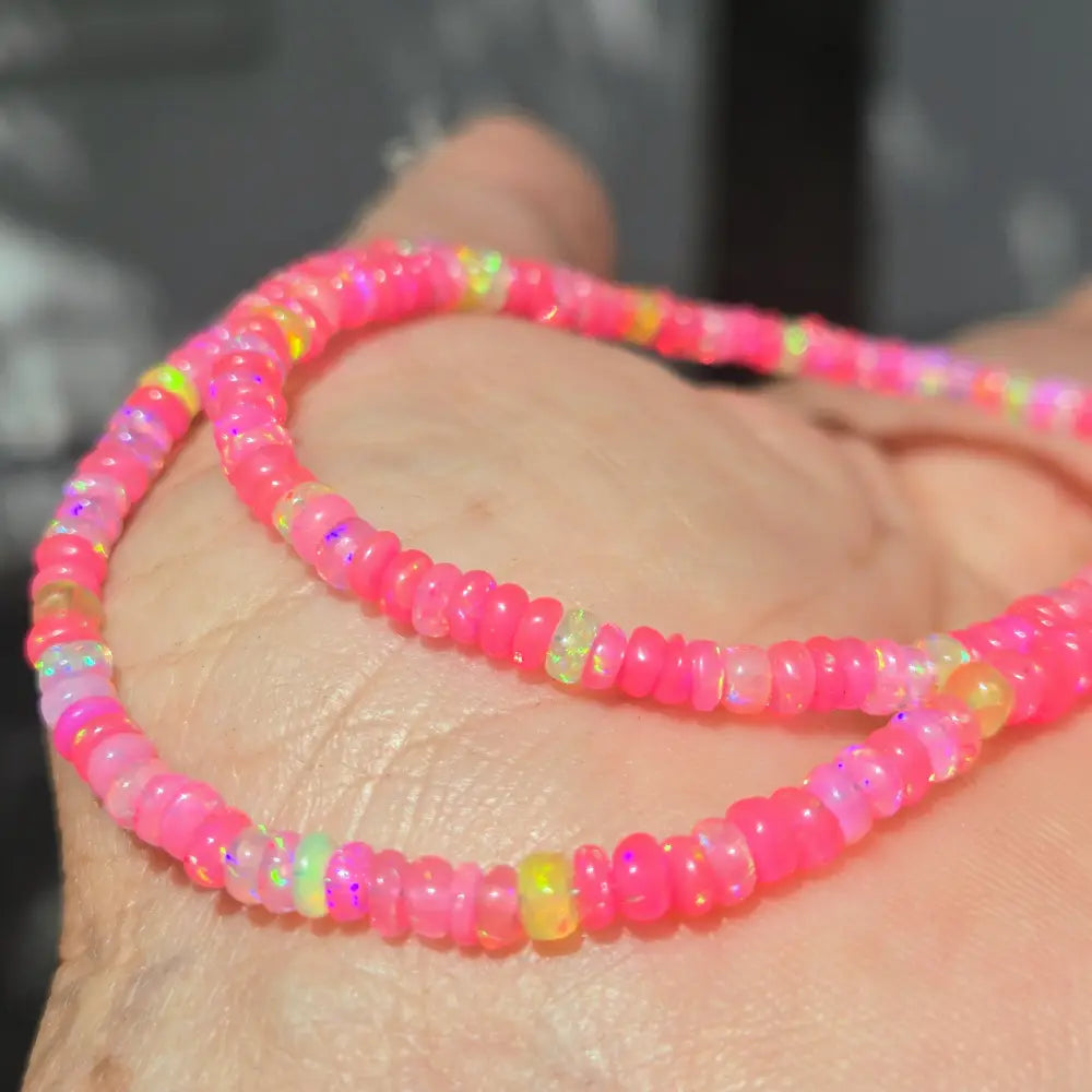 ?HOt House Flowers!’ 16’’ - 18’’ Necklace - Opal Silver-filled Findings - Sparkling Lemonade! (great Flash + Yellows!