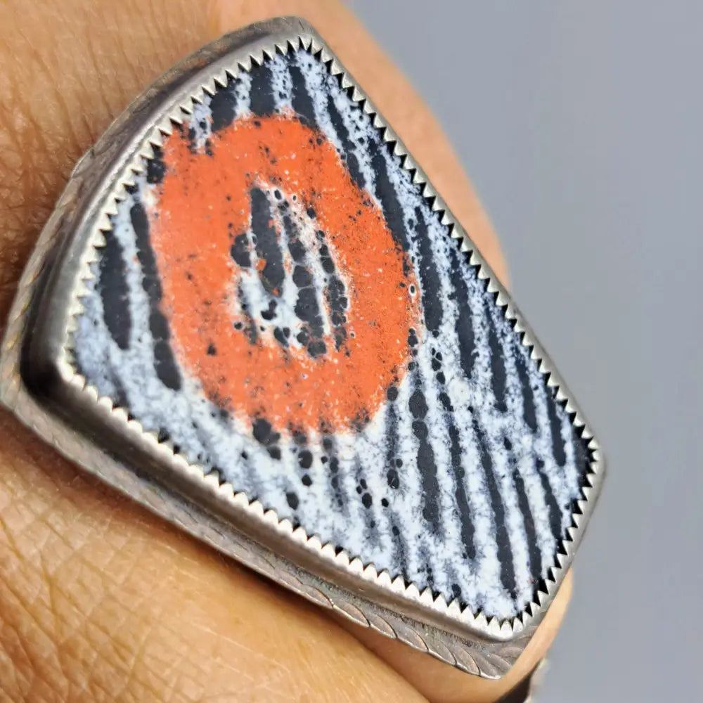 ?HUgs & Kisses + Tick-tac-toe!’ Rings - Enamel Patinaed Sterling - #2 - ?O’=hug Sz 7 - Ring