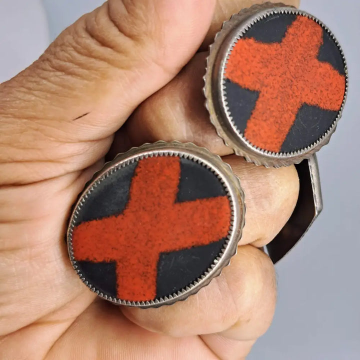 ?HUgs & Kisses + Tick-tac-toe!’ Rings - Enamel Patinaed Sterling - Ring