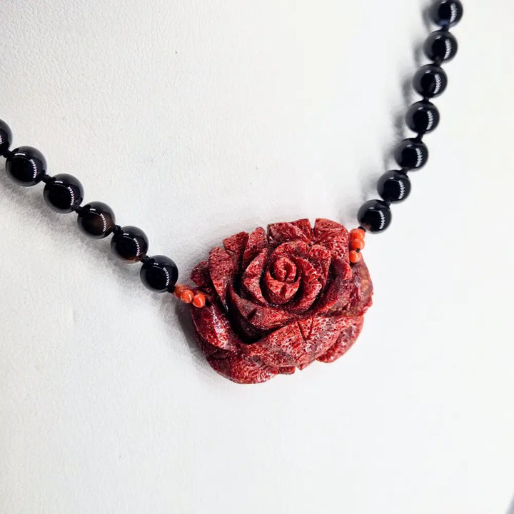 Outlet ?I can Buy Myself Flowers’ 18’’ Necklace - Onyx Ethical Coral 14k Gold or Sterling Clasps
