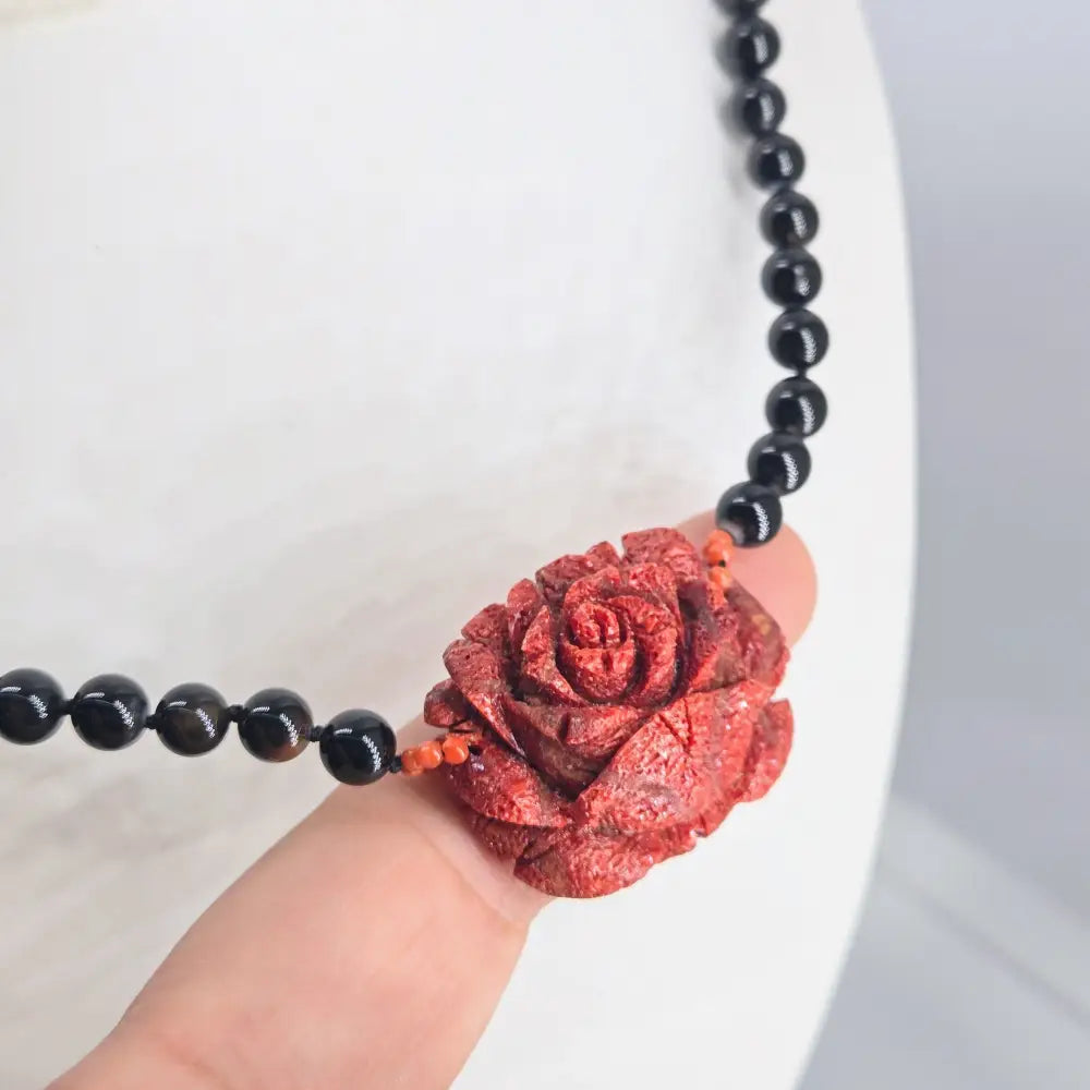 Outlet ?I can Buy Myself Flowers’ 18’’ Necklace - Onyx Ethical Coral 14k Gold or Sterling Clasps