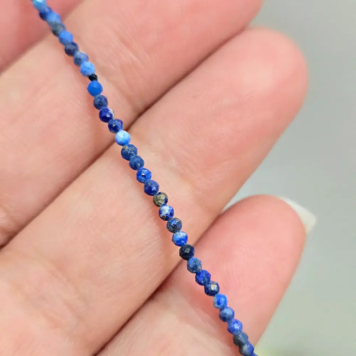 ?INdigo Gem Strand’ Necklace - Lapis Sterling - #1) 20’’ 2mm Denim (some White)