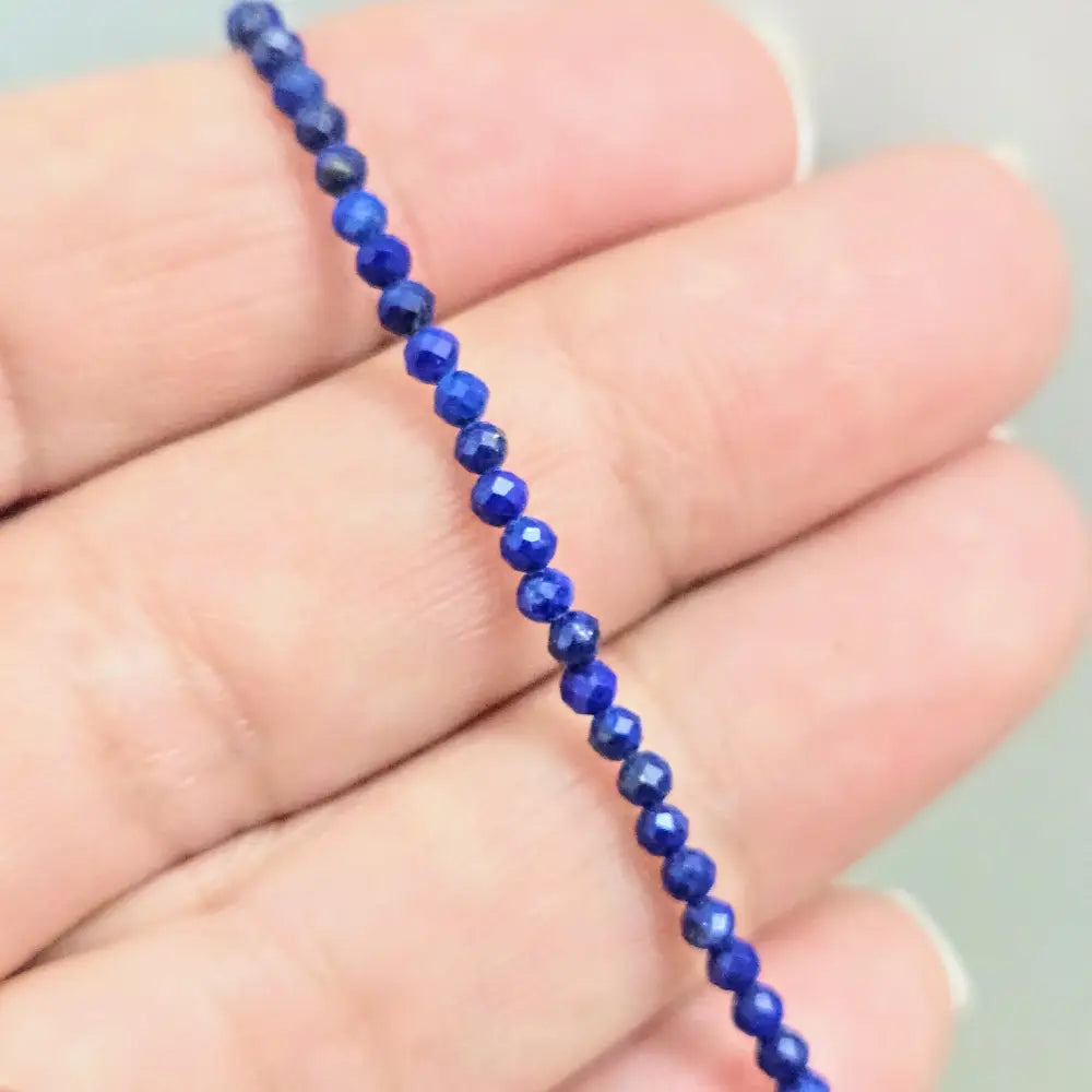 ?INdigo Gem Strand’ Necklace - Lapis Sterling - #3) 16’’-18’’ 2.5mm Indigo (bright - no Visible Matrix)