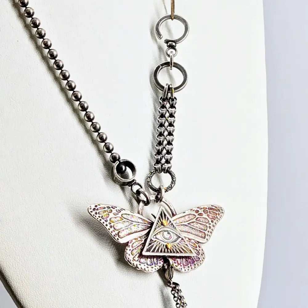 ?IRon Butterfly & Eye’ Convertible Necklace - Anti-tarnish Mixed Metals Upcycled Components
