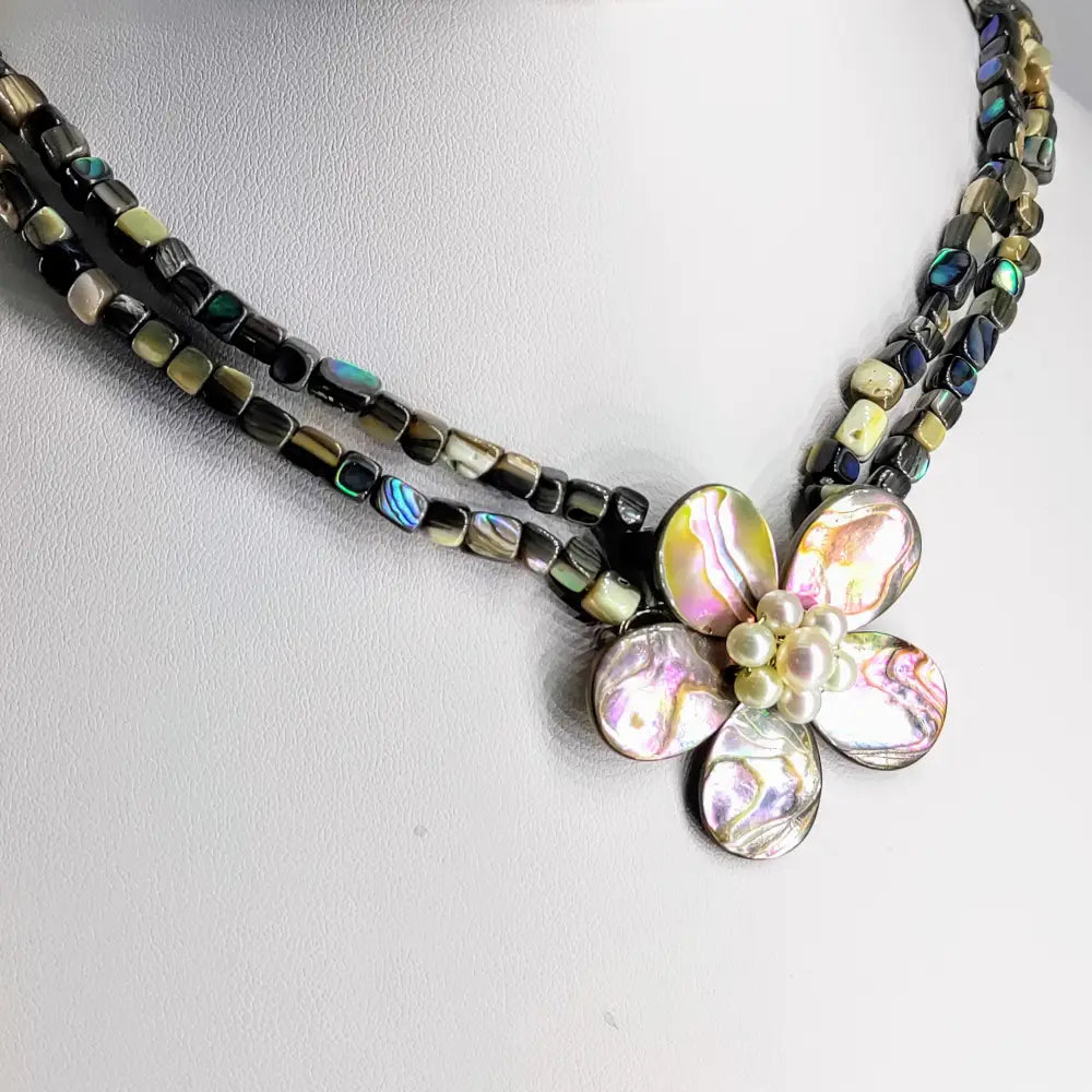 ?ISla Fleur’ 16-18’’ Necklace - Paua Shell Pearl.925 Sterling