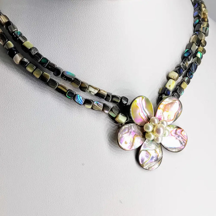 ?ISla Fleur’ 16-18’’ Necklace - Paua Shell Pearl.925 Sterling