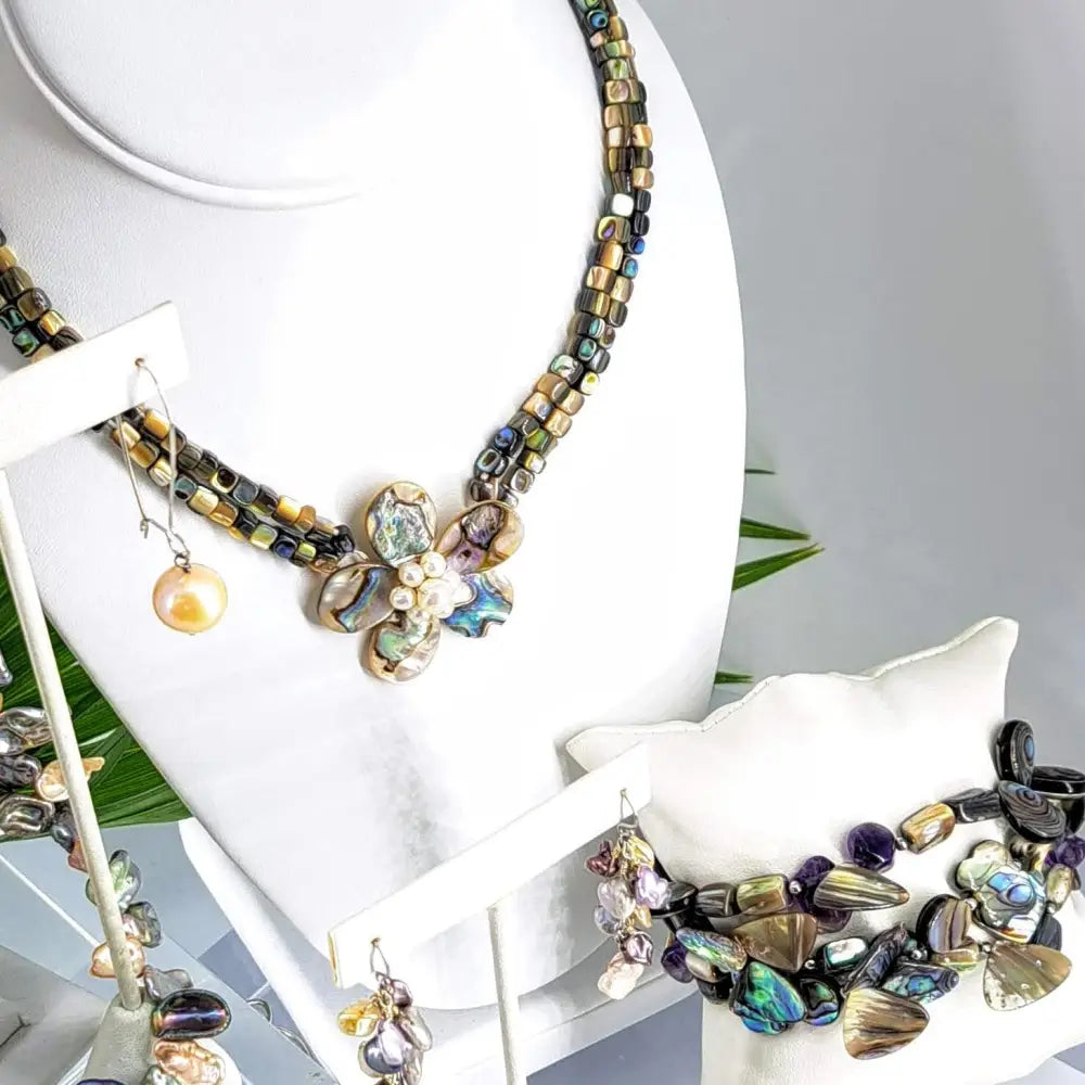 ?ISla Fleur’ 16-18’’ Necklace - Paua Shell Pearl.925 Sterling