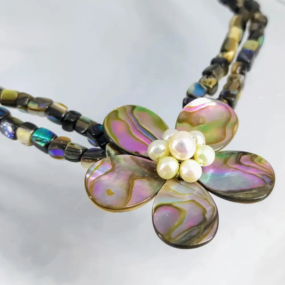?ISla Fleur’ 16-18’’ Necklace - Paua Shell Pearl.925 Sterling