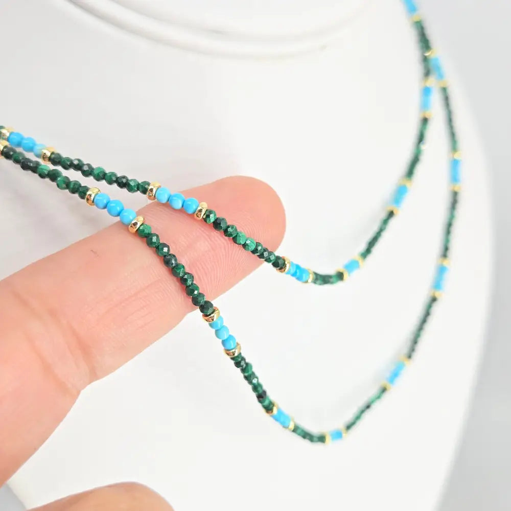 ?ISland Life’ 32’’ Necklace - Malachite Turquoise 18k Gold-plated
