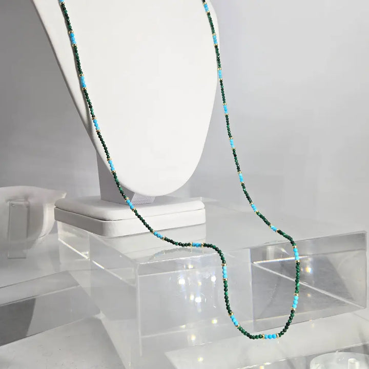 ?ISland Life’ 32’’ Necklace - Malachite Turquoise 18k Gold-plated