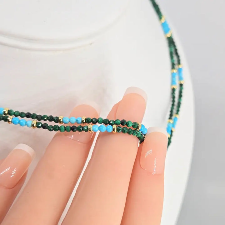 ?ISland Life’ 32’’ Necklace - Malachite Turquoise 18k Gold-plated