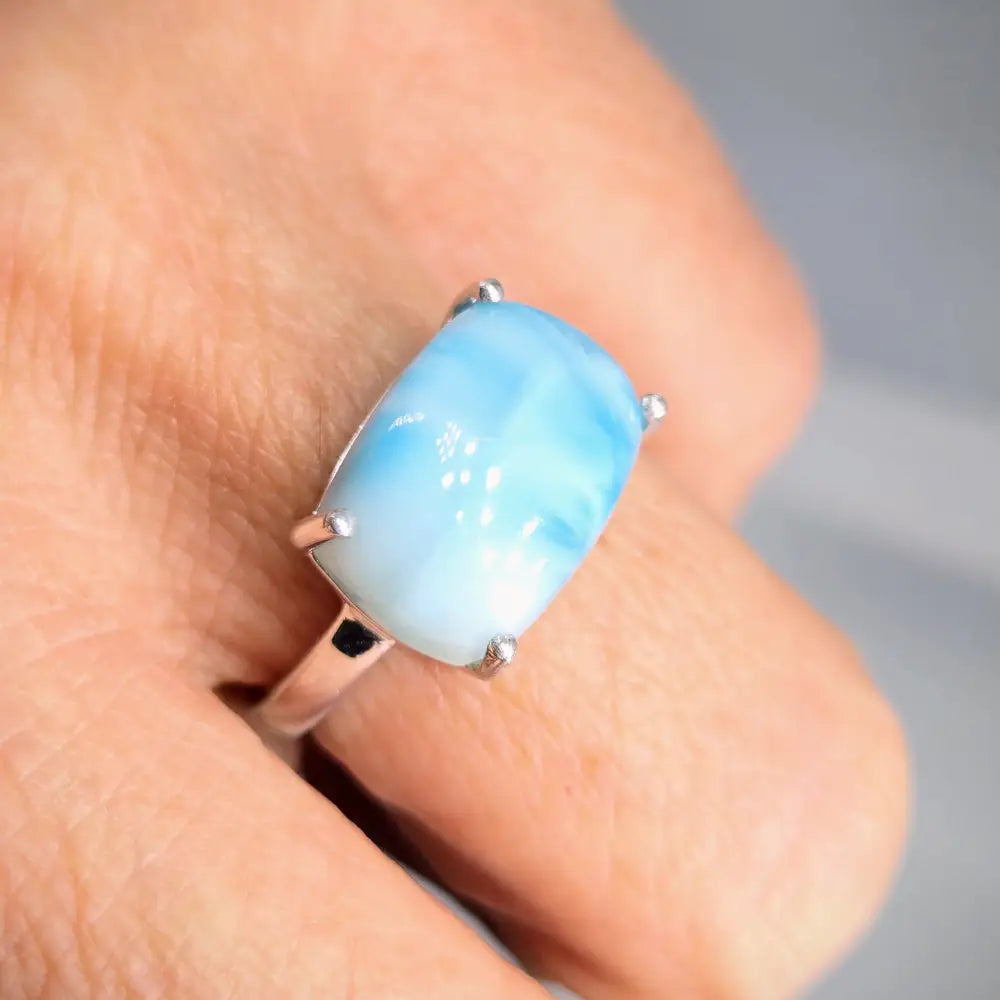 ?ISland Life’ Sz 7 Ring - Larimar Anti-tarnish Sterling
