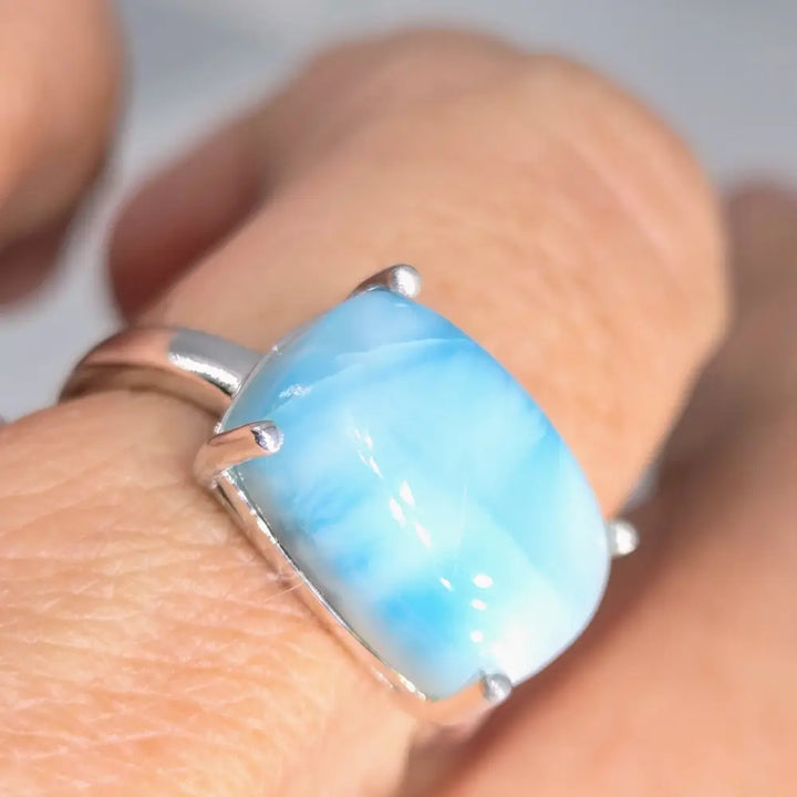 ?ISland Life’ Sz 7 Ring - Larimar Anti-tarnish Sterling