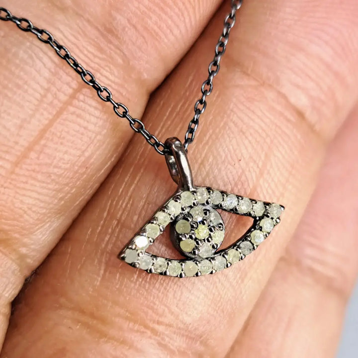 ?JUst Watch Me!’ 16’’ - 18’’ Necklace - Diamond Black Sterling - Pendant