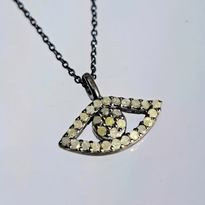 ?JUst Watch Me!’ 16’’ - 18’’ Necklace - Diamond Black Sterling - Pendant