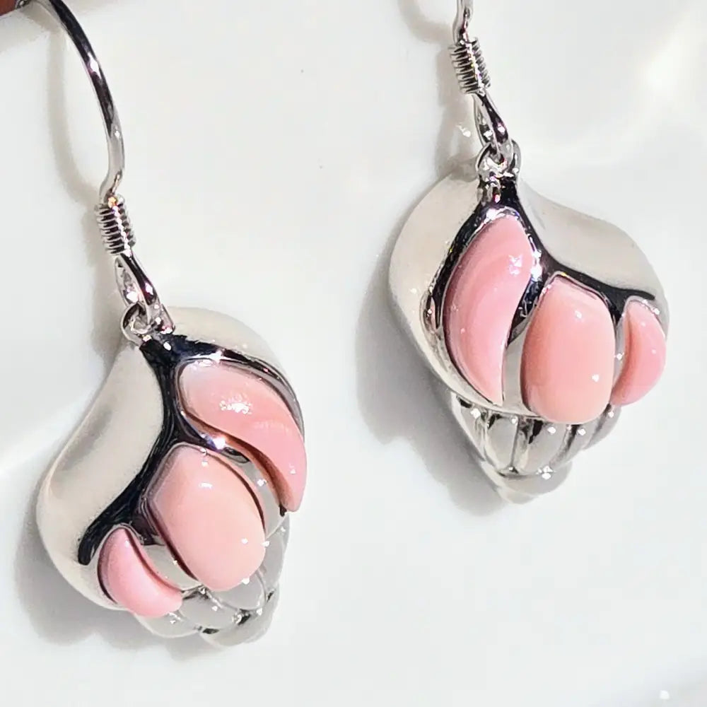 ?KEy West Conchs #2’’ 1.25’’ Earrings - Carved Conch Shell Topaz Anti-tarnish Sterling