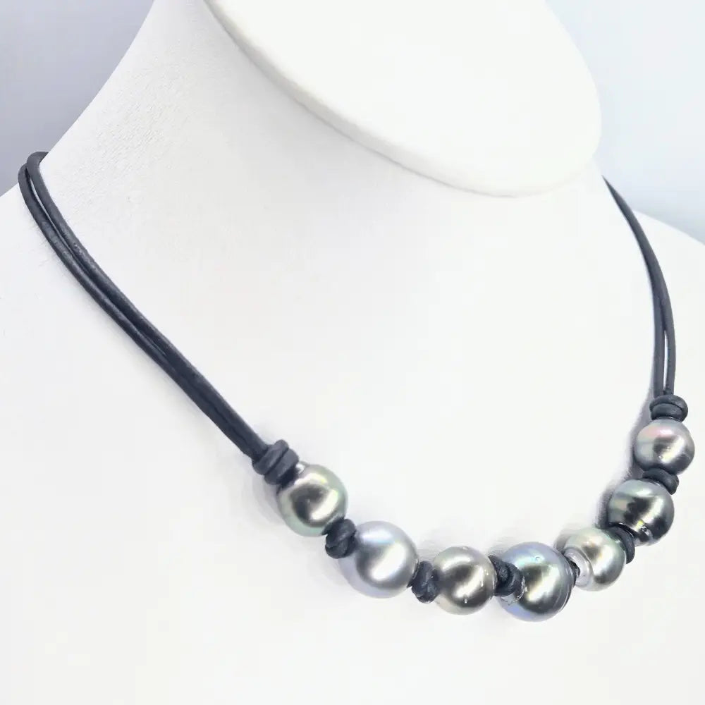 ?KNotty Tahitians’ 18’’ Necklace - Tahitian Pearl Leather - Key West Local Luxe
