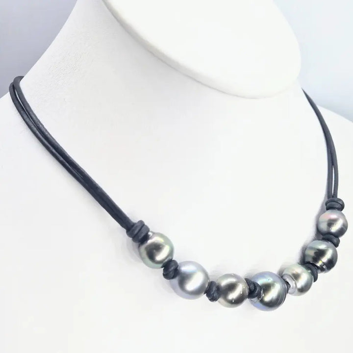 ?KNotty Tahitians’ 18’’ Necklace - Tahitian Pearl Leather - Key West Local Luxe