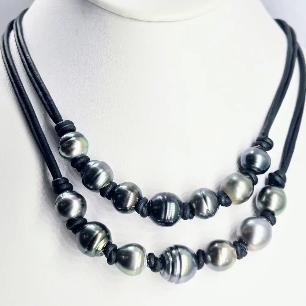 ?KNotty Tahitians’ 18’’ Necklace - Tahitian Pearl Leather - Key West Local Luxe