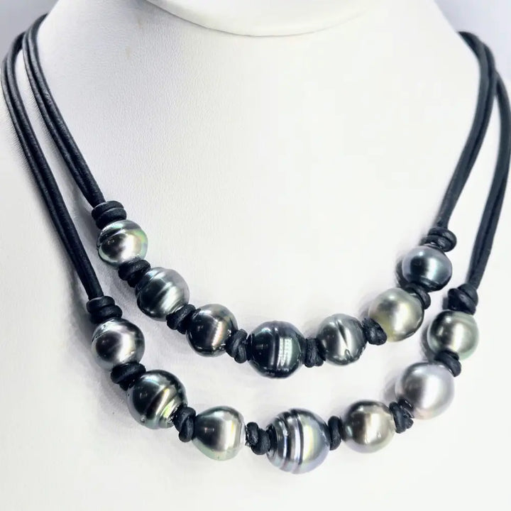 ?KNotty Tahitians’ 18’’ Necklace - Tahitian Pearl Leather - Key West Local Luxe