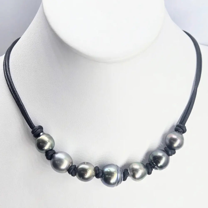 ?KNotty Tahitians’ 18’’ Necklace - Tahitian Pearl Leather - Key West Local Luxe