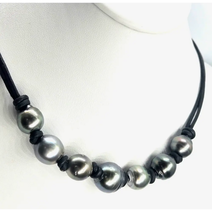 ?KNotty Tahitians’ 18’’ Necklace - Tahitian Pearl Leather - Key West Local Luxe
