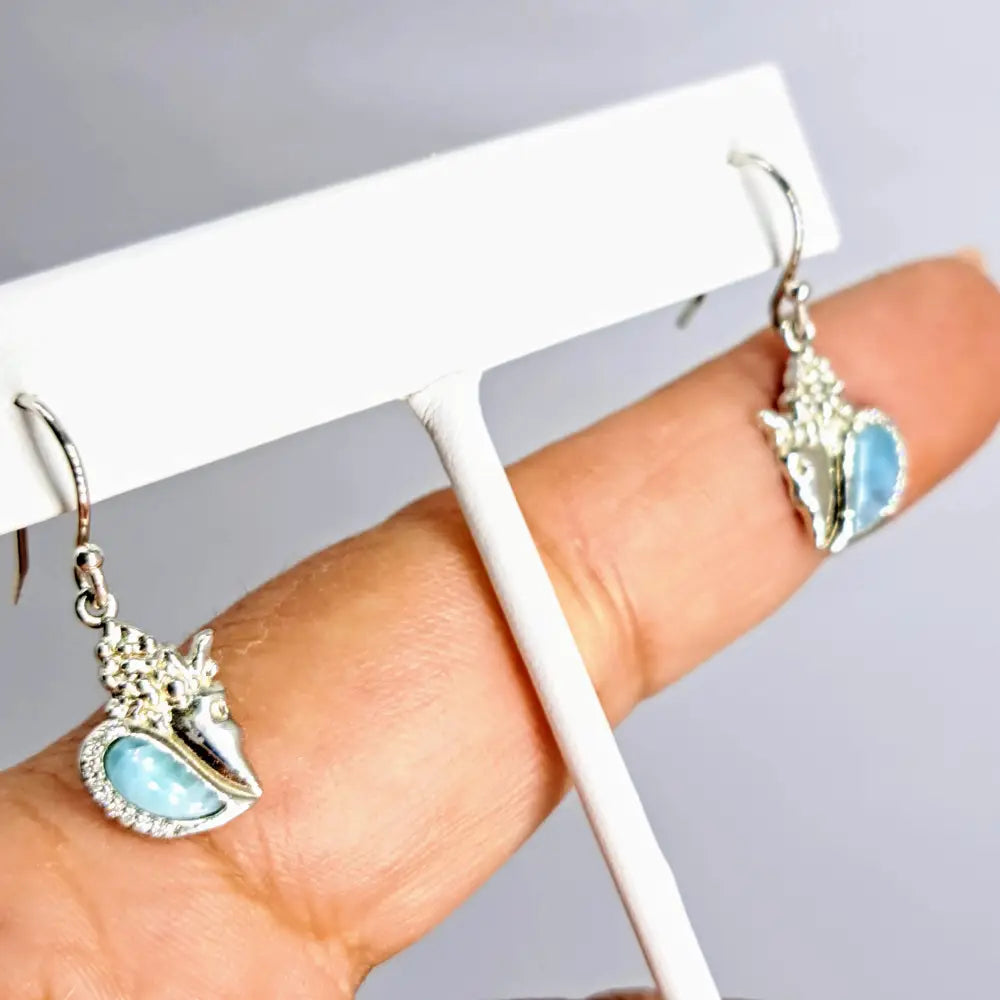 ?LA Concha’ 1’’ Earrings - Larimar Topaz Anti-tarnish Sterling